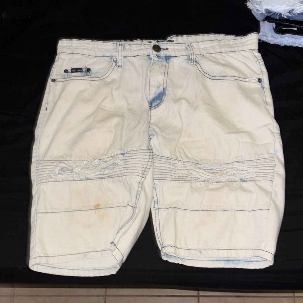Phat Farm Cream Jean Shorts for Men
